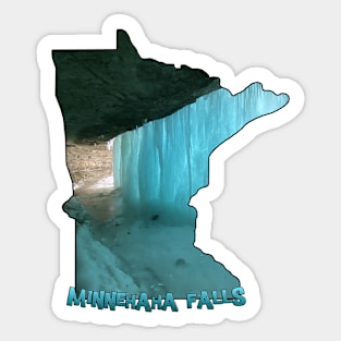Minnesota State Outline (Minnehaha Falls in Winter) Sticker